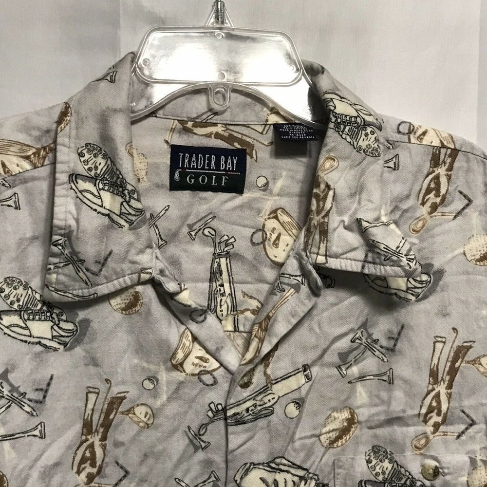 Trader Bay Golf` Collared Button Up Shirt ~ Sz L - image 3
